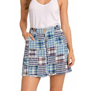 J.McLaughlin Madras Plaid Patchwork Skirt Size 6 Preppy Classic Cotton